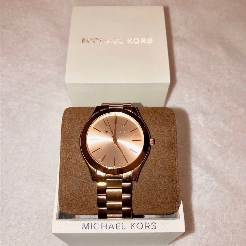 Michael Kors Unisex Slim Rose Gold-Tone Stainless Steel Watch